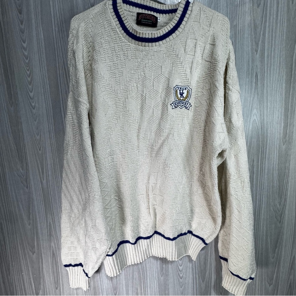 University Of Kentucky‎ Vintage Nutmeg Cable Knit Chunky Sweater UK Embroidered